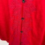 J Jill Womens Button‎ Down Embroidered Shirt in Red Sz S Flowy Oversized Holiday Photo 2