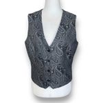 New York & Company Paisley Sleeveless Button Suit Vest Charcoal Black 8 Preppy Photo 6
