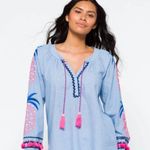 Lilly Pulitzer  NWT Haddie Tunic Top Embellished Sz Medium Blueberry Chambray Photo 3