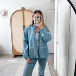 VINTAGE TEDDI Denim Full Zip Floral Embroidered Jean Jacket Blue Size L Photo 8