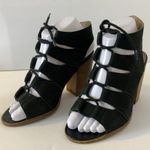Hinge  Black Leather Lace Up Drea Heeled Sandals Photo 1