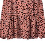 White Birch Top Womens S Pink Tiered Ruffle Long Sleeve Animal Print Boho Indie Photo 2