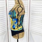 Intempo Ruched Strap Bustier Bodysuit Satin Blue Gold Yellow 8‎ Photo 1