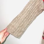 Free People Tan Fair Isle Alpaca Chunky Knit Turtleneck Sweater Photo 4