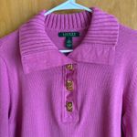Ralph Lauren Lauren  Women's XL Pink Cotton Knit 3 Button Accent‎ Collar Sweater Photo 7