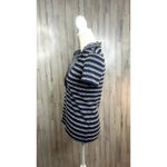 Tory Burch Women's XS Polo Top Navy Black Striped Ruffle Detail Short Sleeve Photo 5