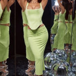 House Of CB  Rafa Corset‎ top lime green satin neon size XS NWOT Photo 2