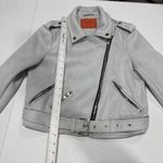 Signatures Moto Jacket Womens Size S light gray Faux Suede Cropped Belt Zippers Blue Photo 10