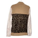 CES FEMME Mockneck Leopard Teddy Long Sleeve Sweater Pullover Brown Tan Large Photo 13