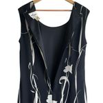 Vintage Cattiva Women Silk Dress 10 Black Abstract Floral Boho Cottagecore Retro Photo 3