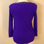 Carmen Marc Valvo Purple beaded neckline sweater Photo 2