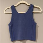Lululemon blue ribbed softstreme cropped tank top v-cut Photo 6