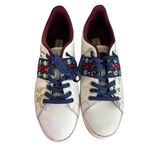 Desigual White Burgundy Aqua Mirror Boho Embellished Leather Sneakers Photo 1