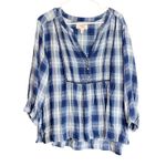 Wrangler Tunic Top Womens XXL Blue Plaid Long Sleeve Boho Country Western Casual Photo 1