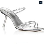 Cult Gaia LYDIA WOMENS LEATHER SLIP-ON HEELS Silver Square Toe Strappy 37.5 Photo 0