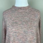 Dreamers Sweater Small Gray Pink Mock Neck Long Sleeve Knit Relaxed Fit Photo 1
