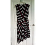 BCBGMAXAZRIA  Womens M Faux Wrap Fit & Flare Dress Sleeveless Azymetrical Striped Photo 6