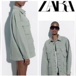ZARA NWT Utility Overshirt Jacket Outerwear Light Green Outdoor Womens Size S Photo 1