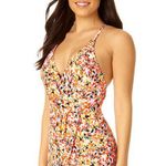 Anne cole SIZE 10 V Neck Surplice Maillot One Piece Skirt Bottom Swim Dress Photo 3