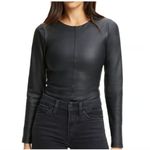 Good American NWT  Better Than Leather Long Sleeve Bodysuit Black Size 2 Photo 9
