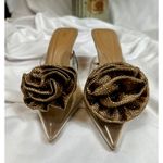 ZARA Shiny Embellished Flower Vinyl Mules Beige 39 (8) Photo 3