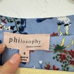 Philosophy Blue Orange Floral Boho Blouse Womens S Boxy Flowy Shirt Cap Sleeve Photo 4