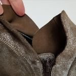 Seychelles  LEATHER SUEDE BROWN SILVER METALLIC DISTRESSED RELAXED ANKLE BOOTIES Photo 9