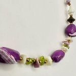 Faux Pearl, peridot shell purple beaded necklace Photo 8