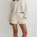 Madewell Womens Crop Hoodie Terry Drawstring Long Sleeve Pullover White Size S Photo 0