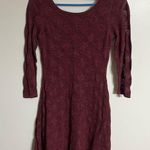 American Eagle Women’s Juniors  Knit 3/4 Sleeve Sweater Dress Size Small Burgundy Photo 0