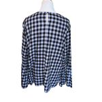 BeachLunchLounge Roberta Black Blue Gingham Bell Sleeve Flannel Top Women Large Photo 3