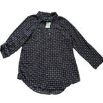 About A Girl Blue Lavender Floral Button Tab Sleeve Blouse Top Size XL NEW Photo 6