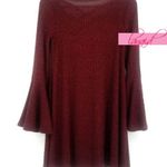 Altar'd State Karney Dress Burgundy Bell Sleeve Open Back Cut-Outs Cutouts Knit Photo 1