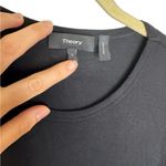 Theory  Black Midi Dress Size Small Jersey Knit Ruched Side Bottom Slit Small Photo 2