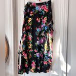 Johnny Was  Black Multicolor Floral Silk Blend Wrap Midi Coverup Skirt XXL Summer Photo 4