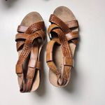 G.H Bass Women's Cognac Brown Remy Strappy Braided Pattern Wedge Sandals Sz 7 Photo 2