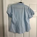 Banana Republic Women's Light Blue Striped Button Down Shirt PXL Photo 3