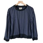 Baum Und Pferdgarten Jannet Sweatshirt Top in Navy Cream Pinstripe Size Large Blue Photo 1