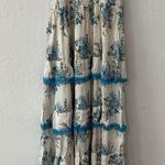 ANANTA S/M Blue Gold Metallic Lace Trim Boho Maxi Dress Made in India 25120 Size undefined Photo 10