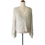 SheIn Soft Cream fuzzy eyelash sweater with a V-neck Photo 6