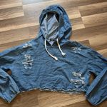Distressed Blue Cropped Hoodie Photo 0