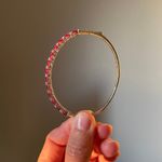 Sparkling Tennis Bracelet Pink Gemstones Gold Tone Bangle Womens Fashion Jewelry Photo 2