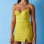 Urban Outfitters Dress Mini Layla Lace Corset UO Cocktail Yellow Chartreuse Photo 0