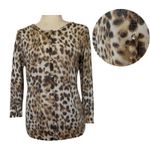 Joseph A Leopard Glitter Cardigan Womens Sweater Sz L Y2K Crystal Bling Glam Photo 1