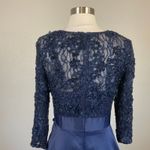XScape  Lace and Satin Long Sleeve A-Line Evening Gown Blue Size 4 Formal Dress Photo 6