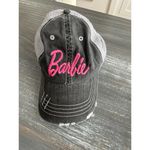 BARBIE Adult Adjustable Hat Cap‎ Gray Embroidered Pink Barbie Logo NWOT Photo 1