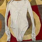 Free People Intimately Cozy Up With Me Bodysuit Grey V Neck Ribbed Size XS Photo 0