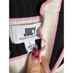 Juicy Couture Black White Pink Stripe Lettuce Hem Mock Neck Top L Size L Photo 4