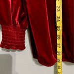 Wonderly Wine Red Velour Peasant Blouse V Neck Stretchy Comfort Photo 6