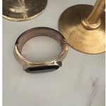 Gold Tone Cuff Bracelet Black Geometric Stone Hinged Bangle Fashion Jewelry y2k Photo 1